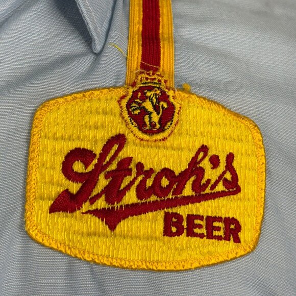Vintage Unitog Strohs Beer Work Shirt 16-16.5 Blue large 60's - Picture 7 of 16